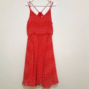 Leith Red & White Barberry Dot Midi Swing Dress Size:S NWT